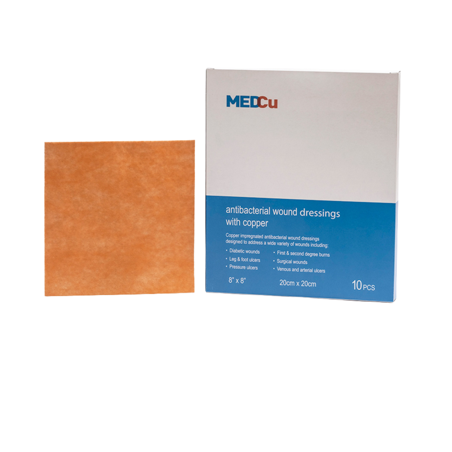 Close-up view of FDA-cleared copper antimicrobial wound dressing material used for various complex wounds including HS (Hidradenitis Suppurativa)