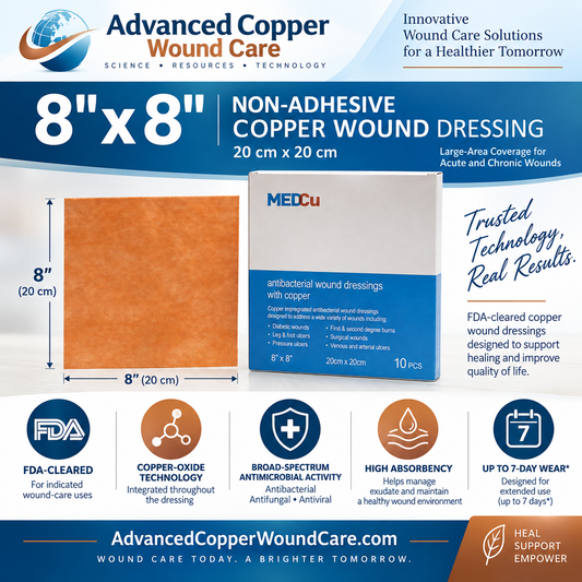 8 x 8 non-adhesive copper-oxide antimicrobial wound dressing from Advanced Copper Wound Care