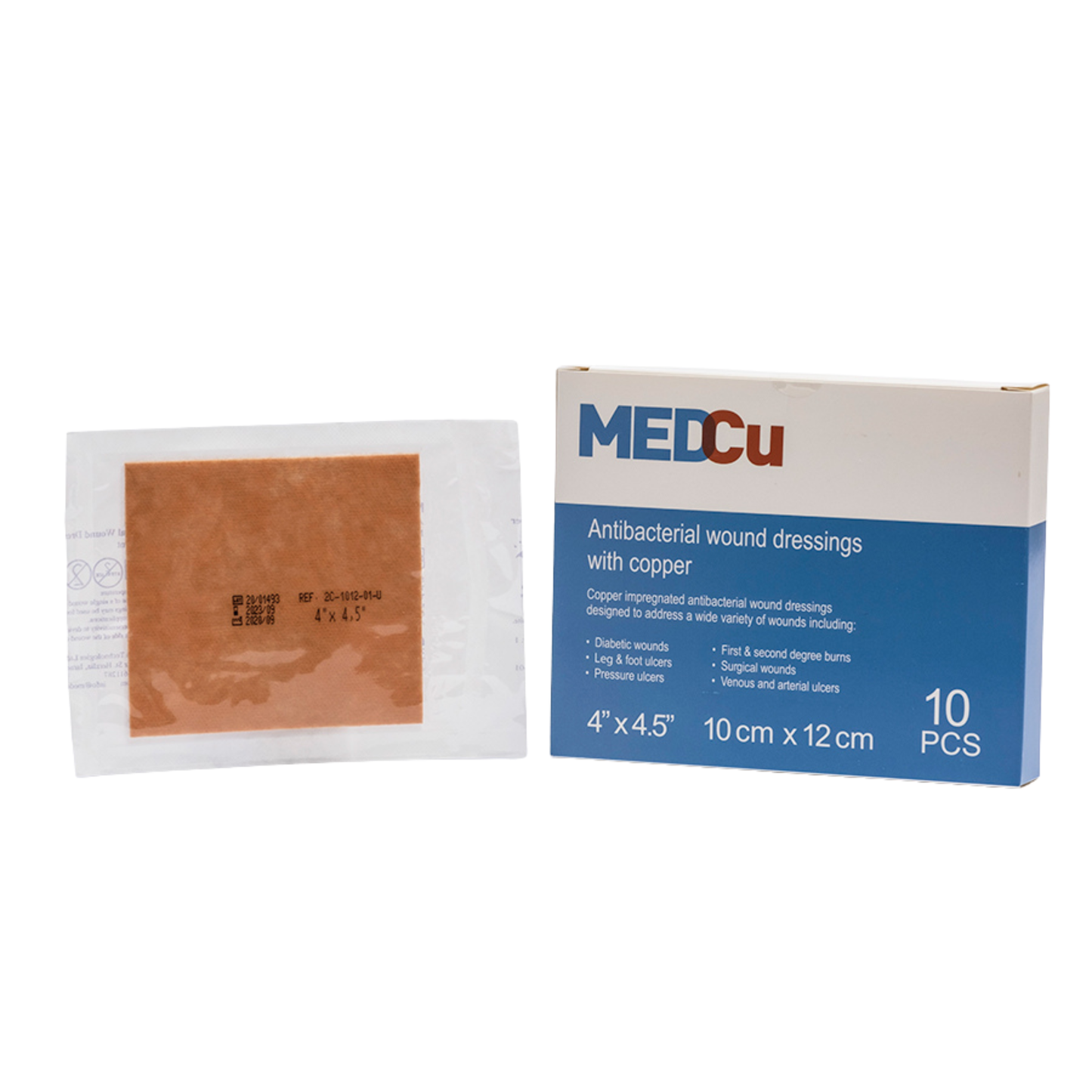 FDA-cleared adhesive copper antimicrobial wound dressing for secure coverage of various complex wounds including HS (Hidradenitis Suppurativa) and post-procedure wounds